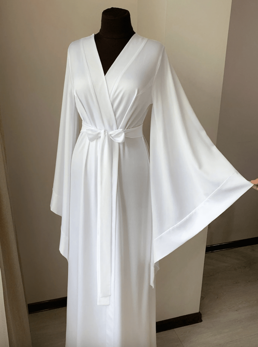 white satin robe kimono