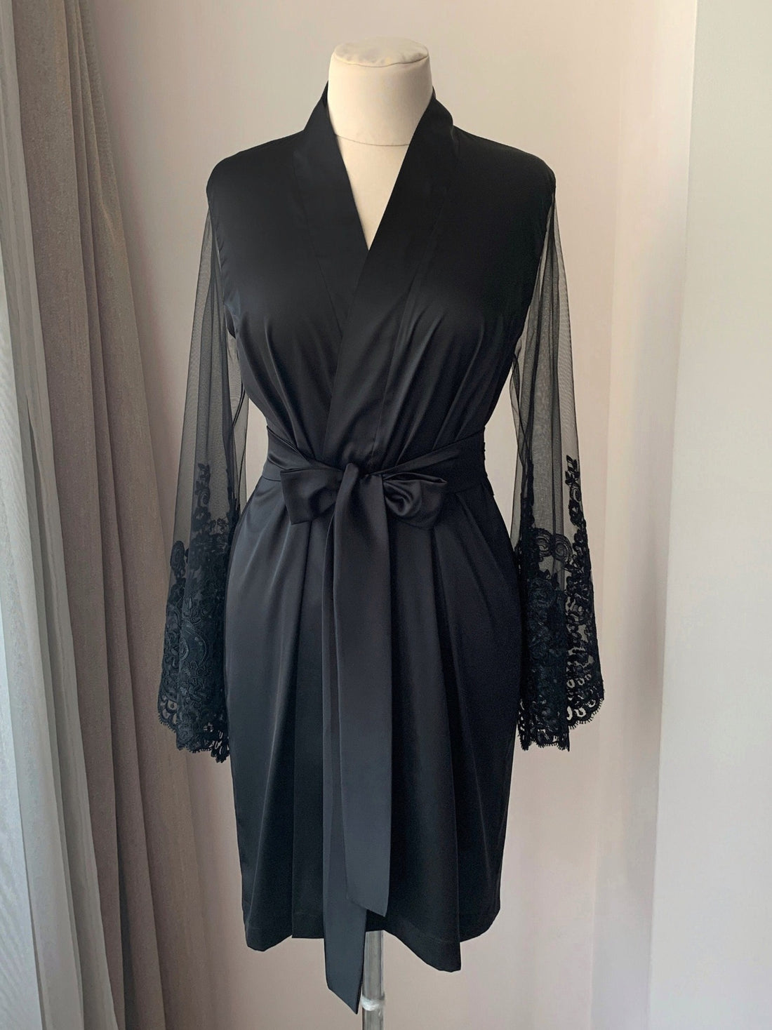 Black robe with sheer sleeves 