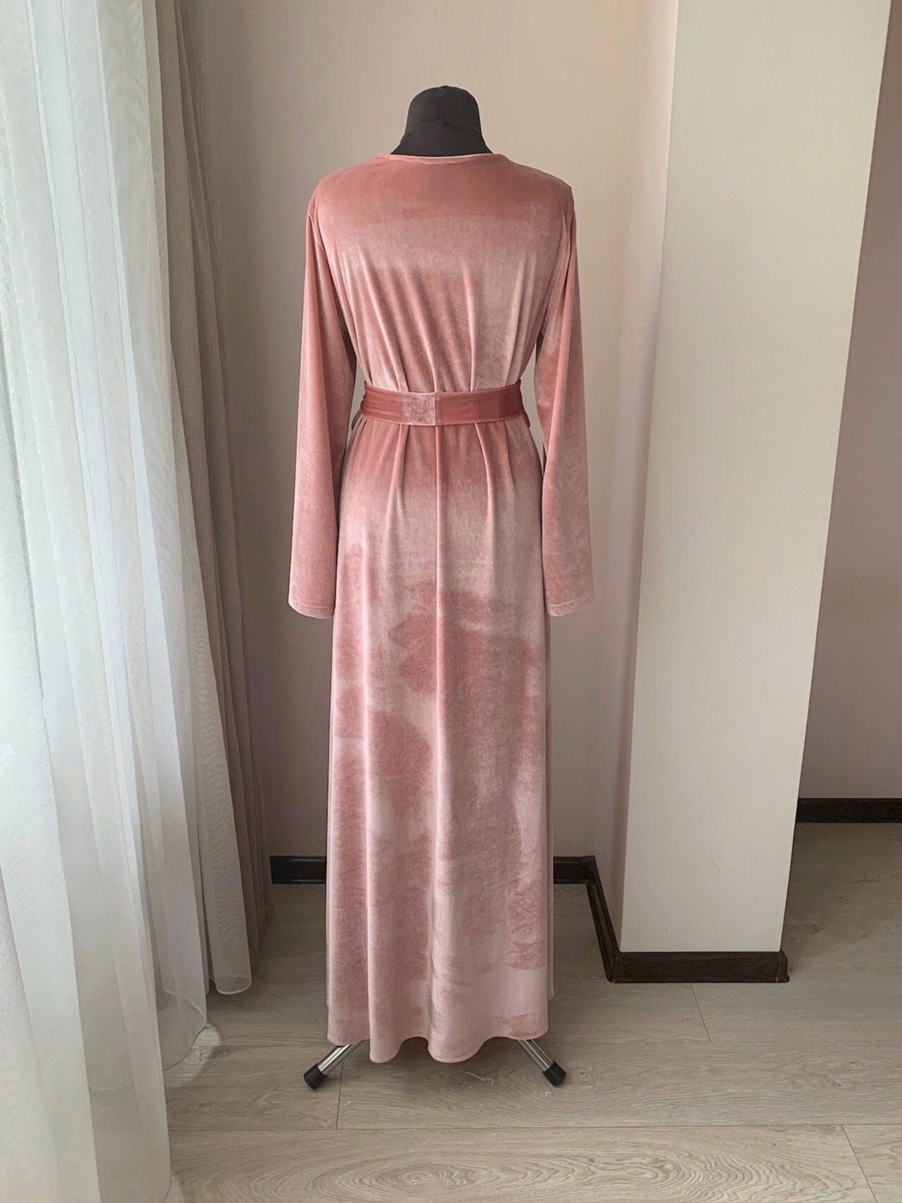 Pink velvet robe long Gift for women | BellaDonnaUa Handmade ️