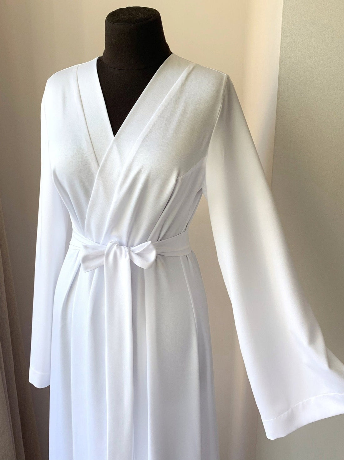 white bridal robe long