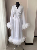 feather bridal robe