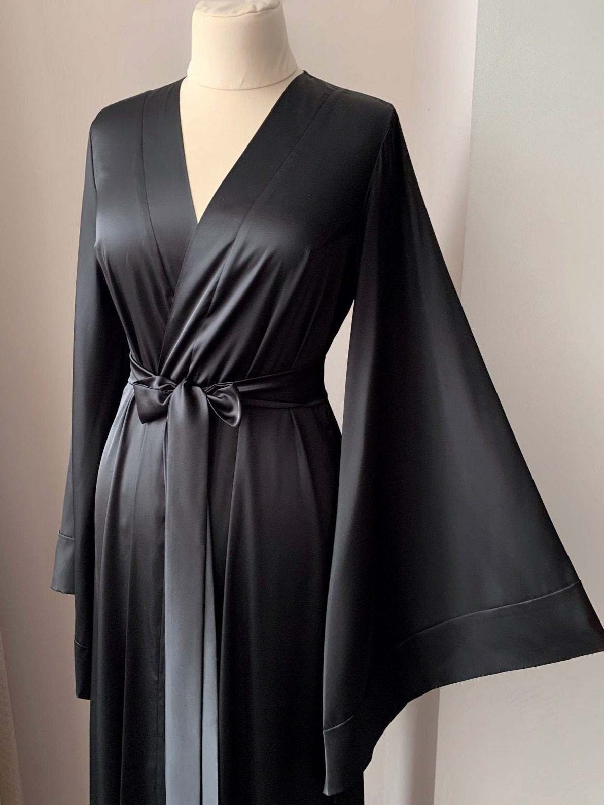 long silk robe black