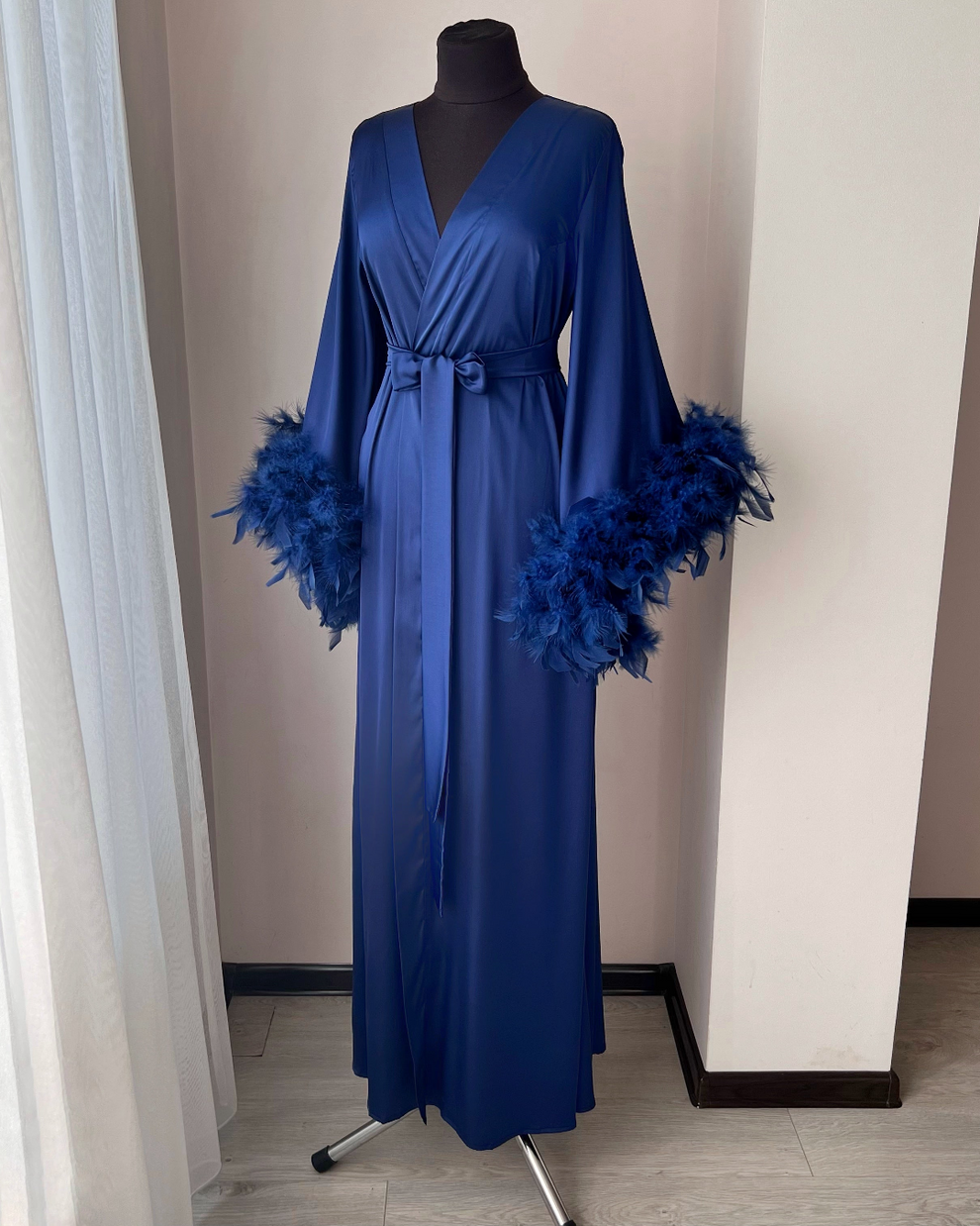 Blue robe with sleeves feathers | BellaDonnaUa Handmade ️