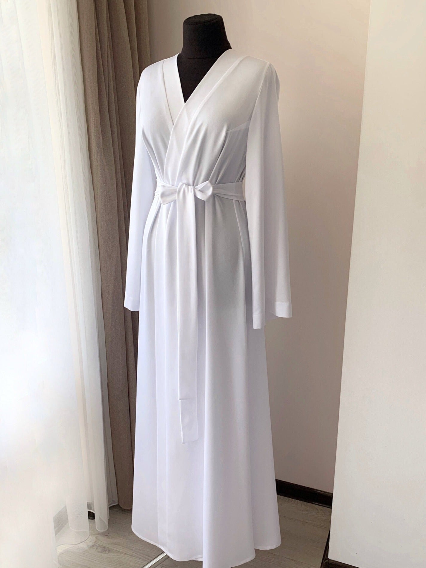 long white bridal robe
