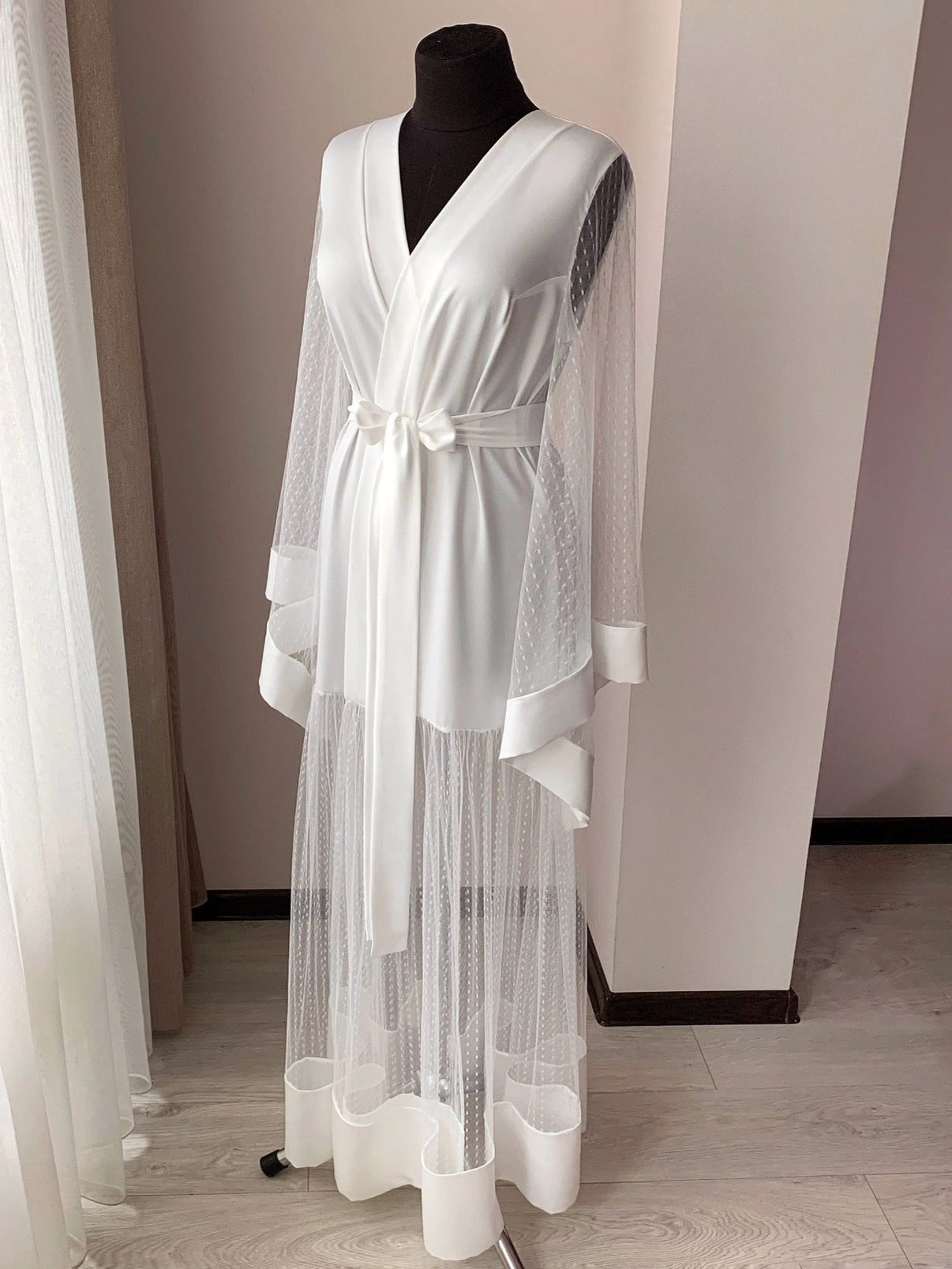 Wedding robe for bride Ivory White | Bella Donna Handmade ️
