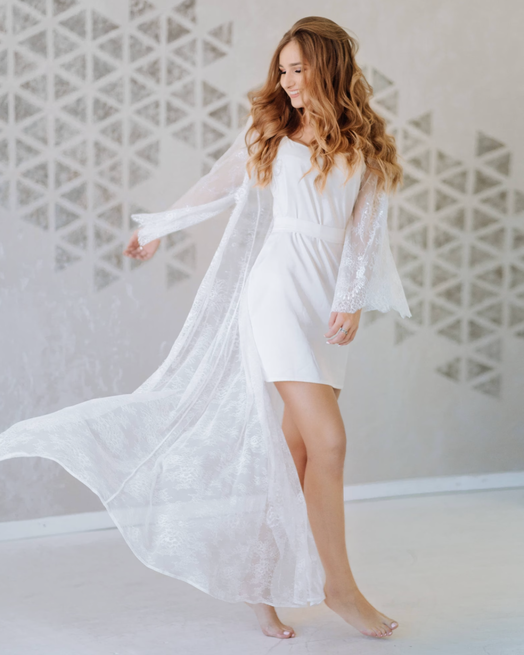 Lace robe and bridal nightgown