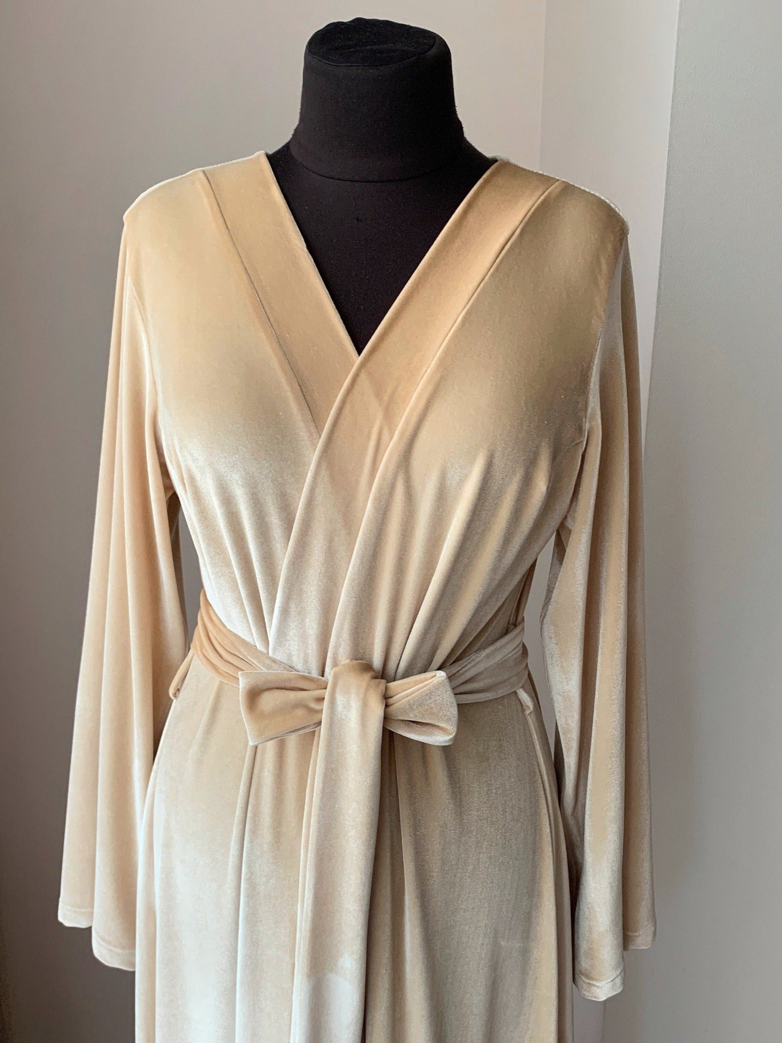 Beige velvet robe long | BellaDonnaUa Handmade ️