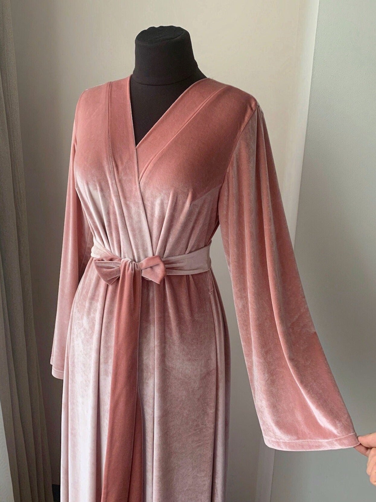 Pink velvet robe long Gift for women | BellaDonnaUa Handmade ️
