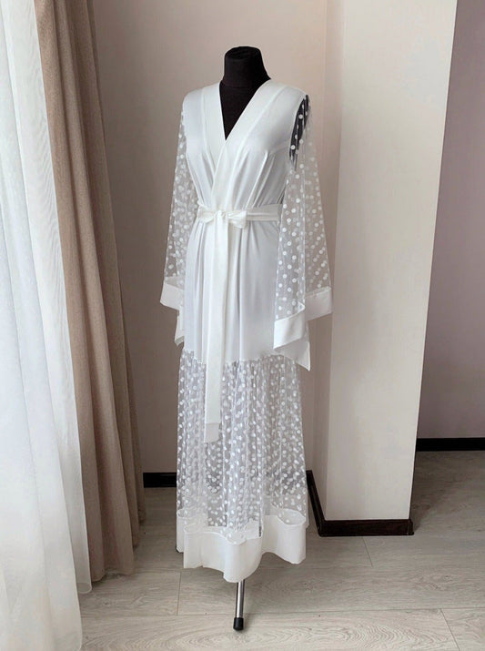Sheer robe for bride