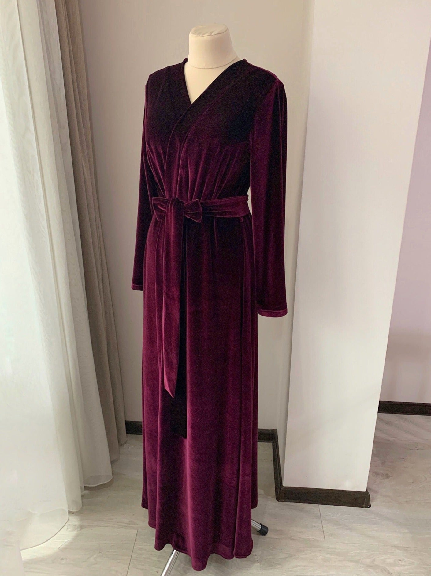 Velvet Robe Womens Burgundy | BellaDonnaUa Handmade ️