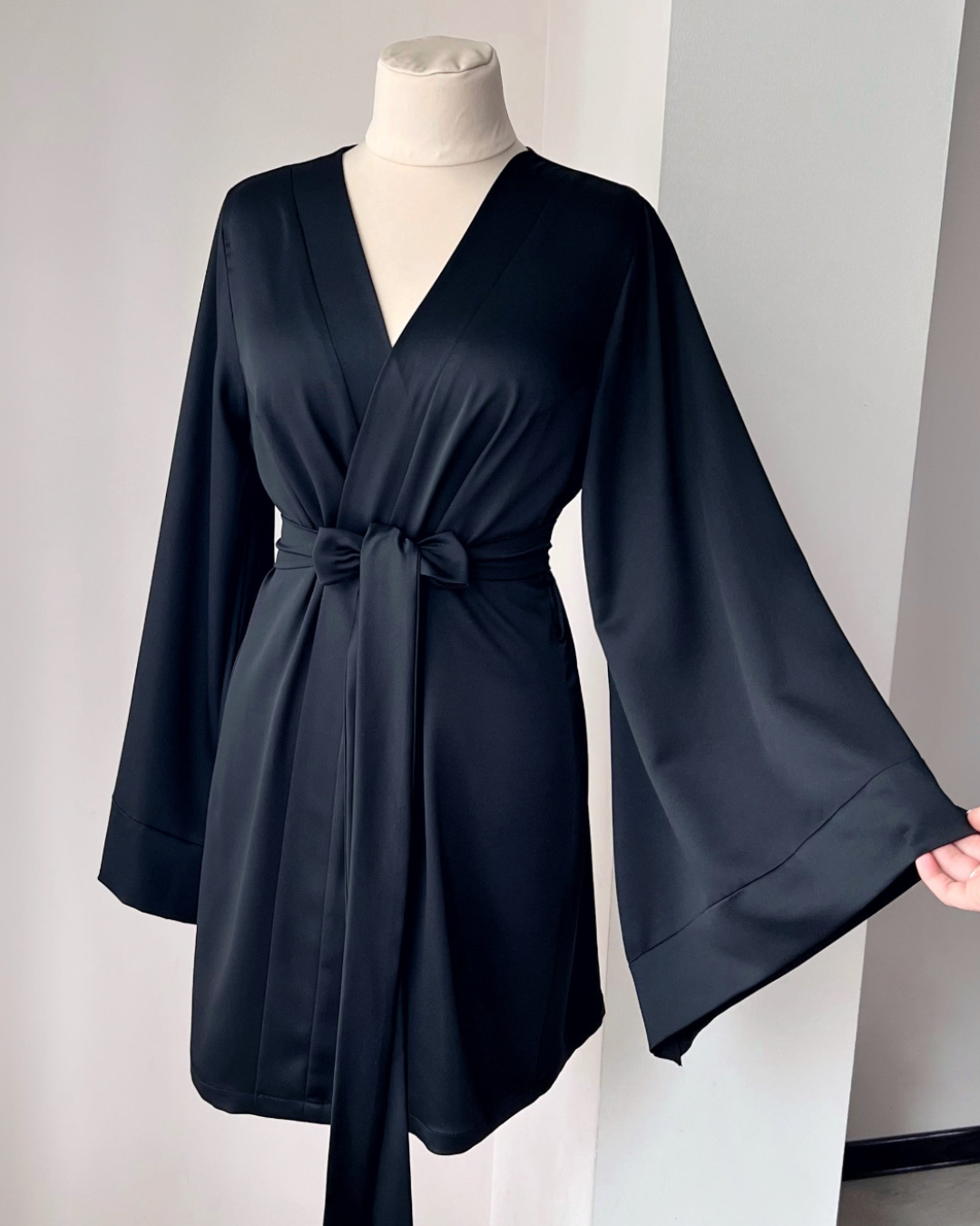 black kimono robe