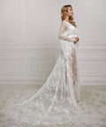 lace bridal robe with train