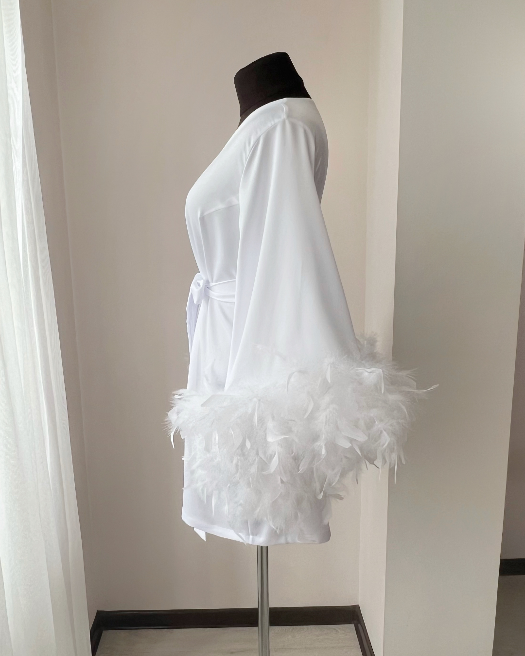 Feathery Robe White feather robe for bride Pink Blue Black | Handmade ️ – BellaDonnaUa