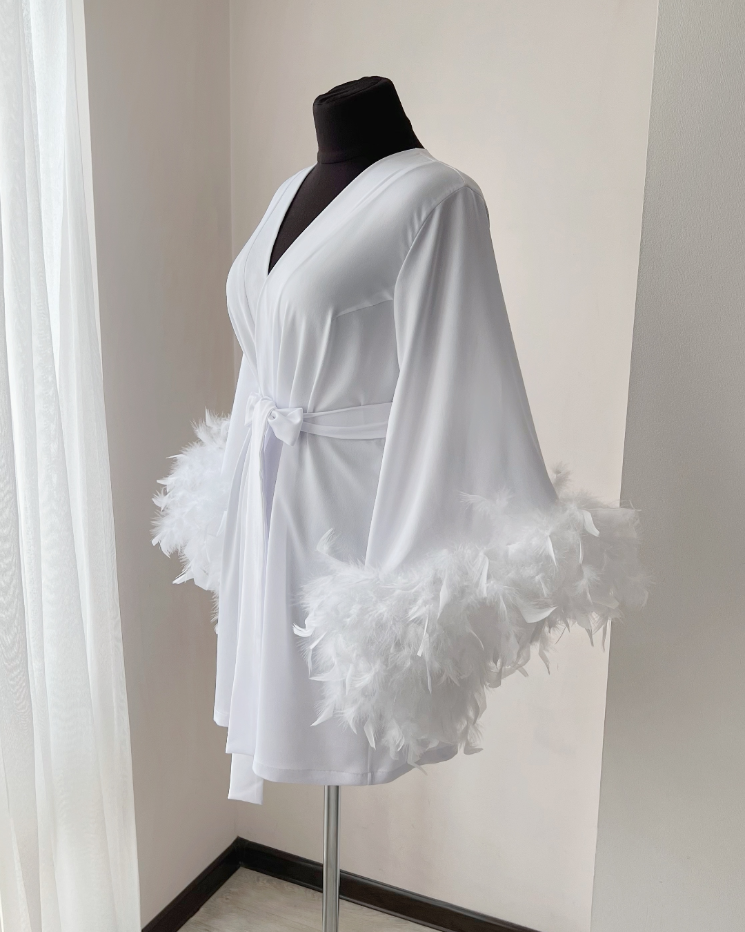 Feathery Robe White feather robe for bride Pink Blue Black | Handmade ️ – BellaDonnaUa