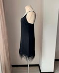 feather trim nightgown black