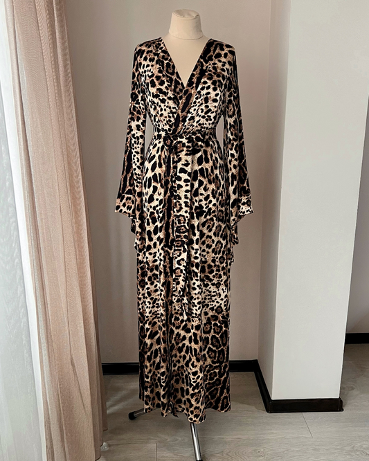 Leopard Kimono Robe satin