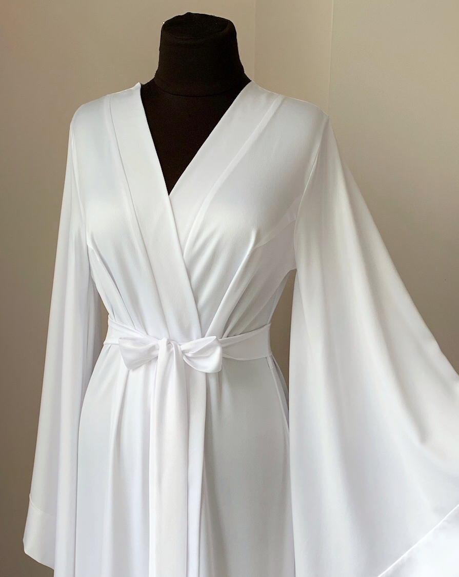long silk robe white