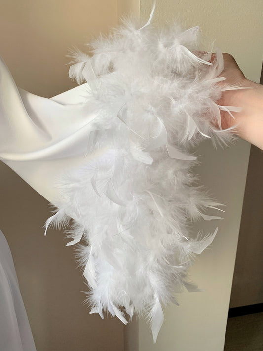 Feather sleeves robe
