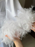 Feather robe sleeved white