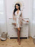 ivory lace robe for bride