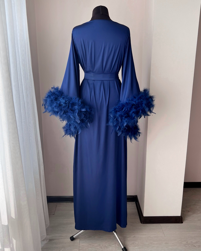 Blue robe with sleeves feathers | BellaDonnaUa Handmade ️
