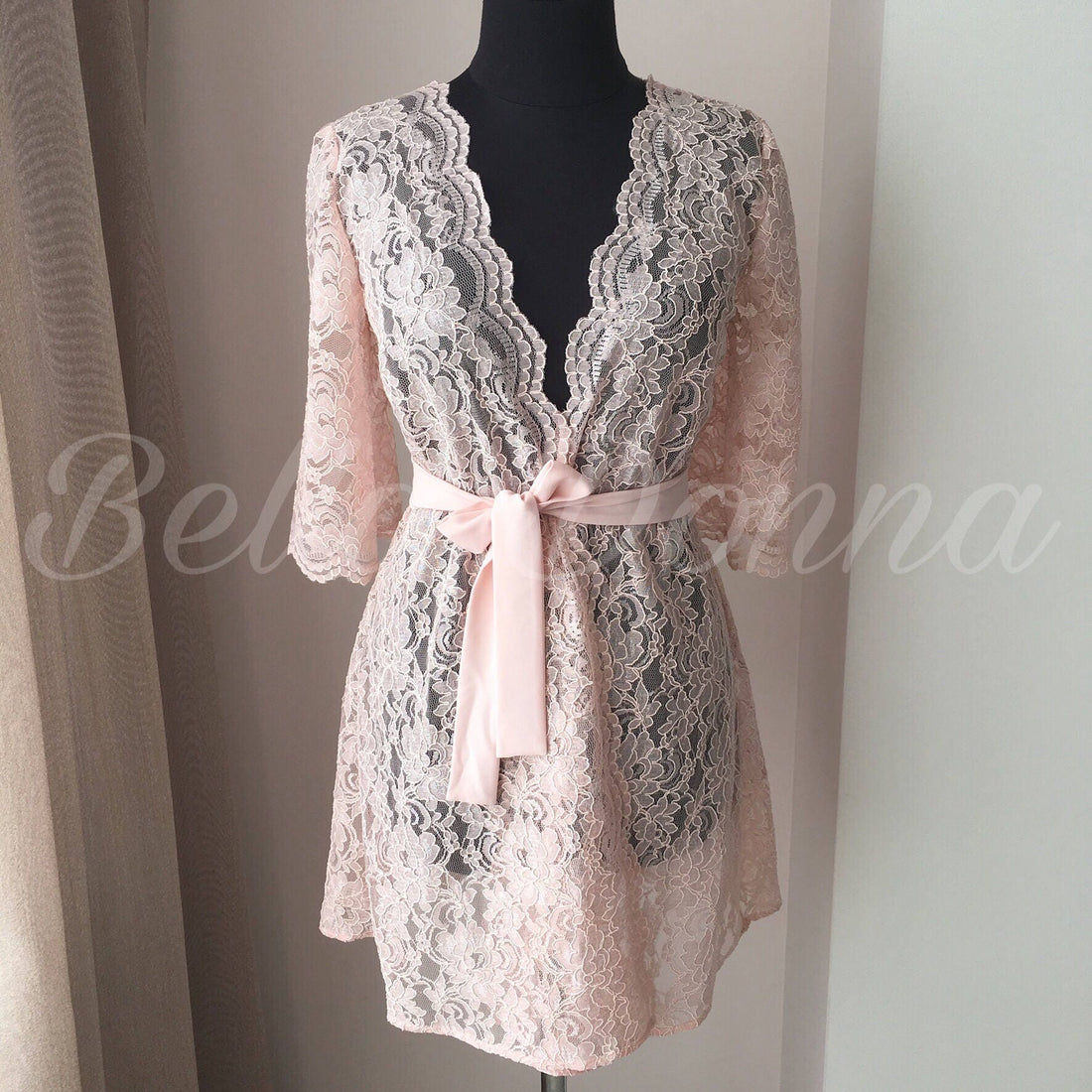 Lace bridal robe, sheer robe, women robes, wedding robe, boudoir robe, sheer lingerie, pink bridal robe