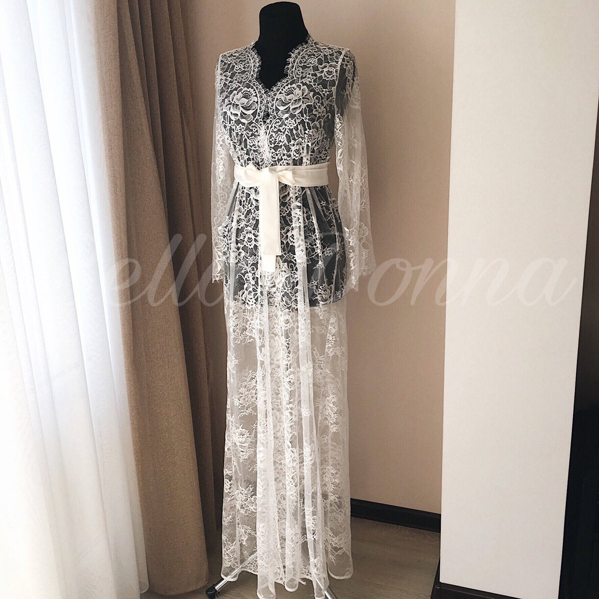 Full Lace Robe Lace bridal robe, Sheer robe, Full length bridal robe