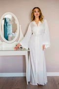 long bridal robe with lace
