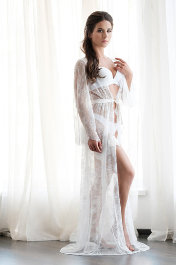 lace robe with train