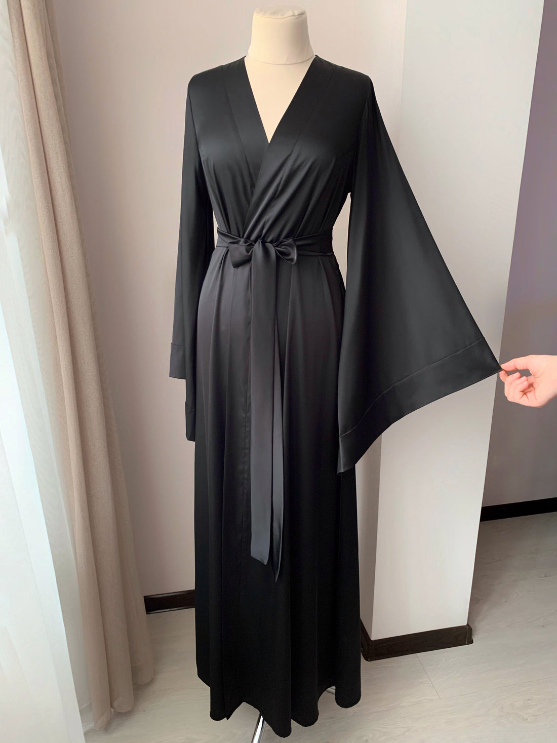 Black kimono robe Long