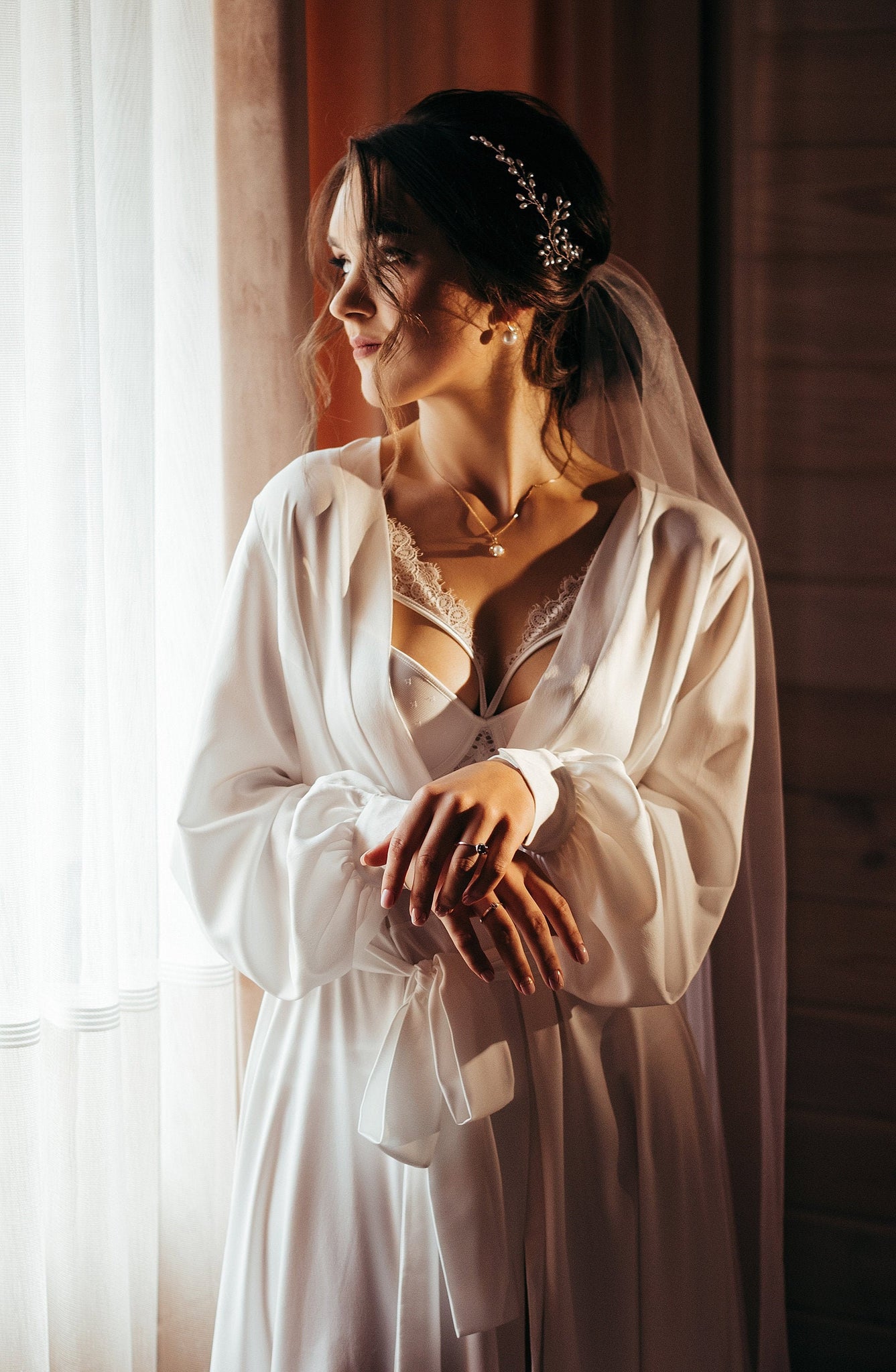 Bridal robe long, floor length robe, long white robe, bridal boudoir, sexy robe, wedding day, photo shoot robe, bridal lingerie