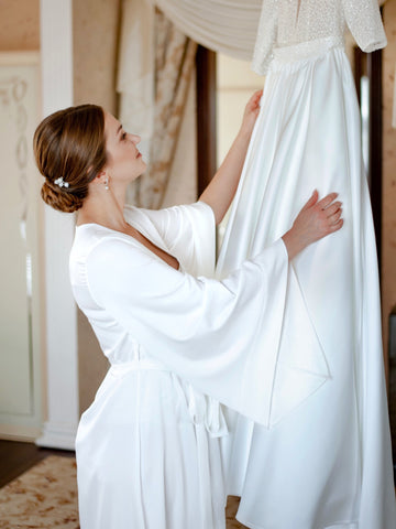Long bridal robe, floor length robe, wedding kimono robe, long white robe, bridal dressing gown